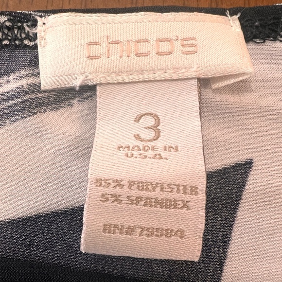 Abstract Print Asymmetrical Hem Tunic Top Artsy Flowy Made in USA Sz XL Chico’s - Picture 6 of 9